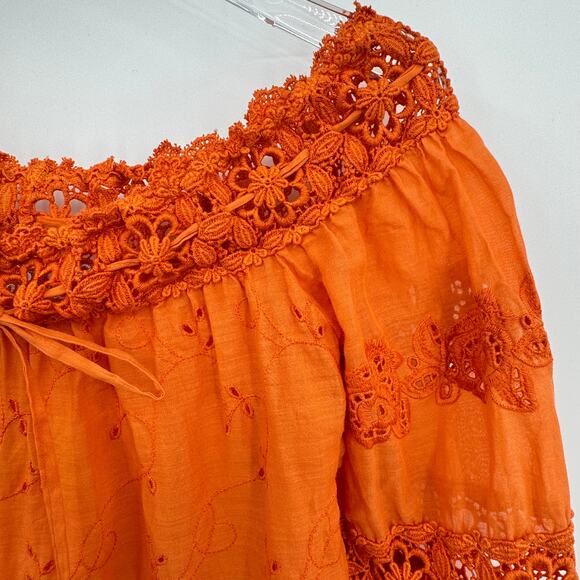 Temptation Positano blouse small crochet eyelet lace embroidered off shoulder - Picture 4 of 10